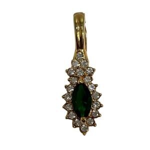 ROMAN Gold Tone Green Crystal Rhinestone Pendant Enhancer Clip Jewelry